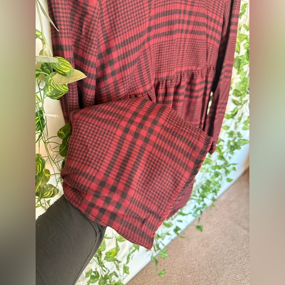 Wild Fable Maroon Checkered Babydoll Dress - Picture 3 of 8
